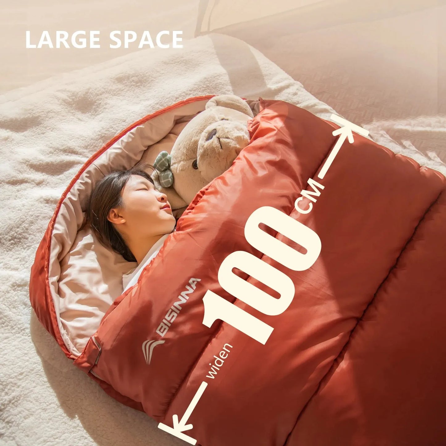 BISINNA Large Sleeping Bag – Lightweight 3-Season Comfort
