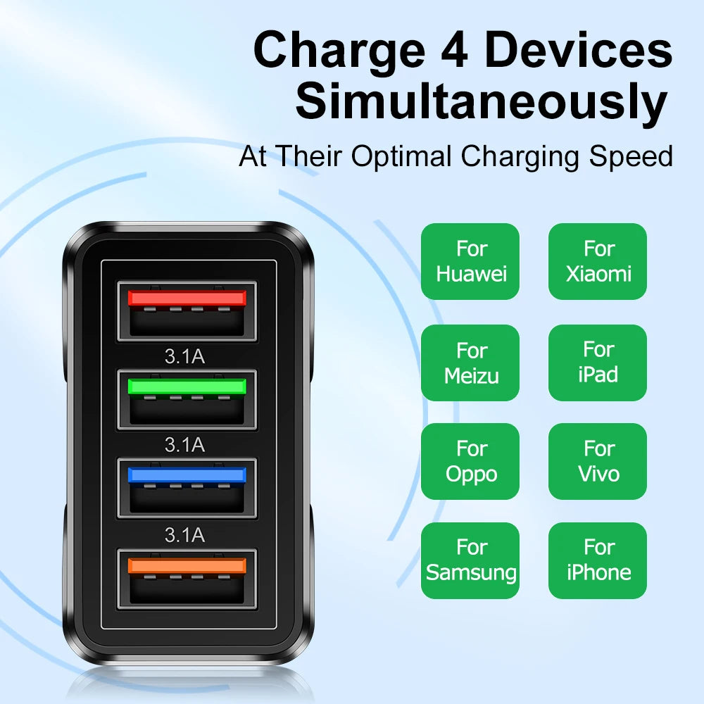 Portable QC 3.0 USB Wall Charger – For Xiaomi & iPhone