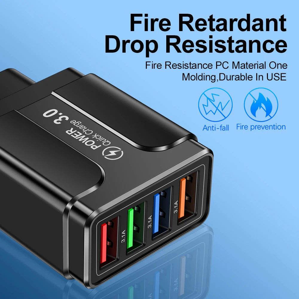 Portable QC 3.0 USB Wall Charger – For Xiaomi & iPhone