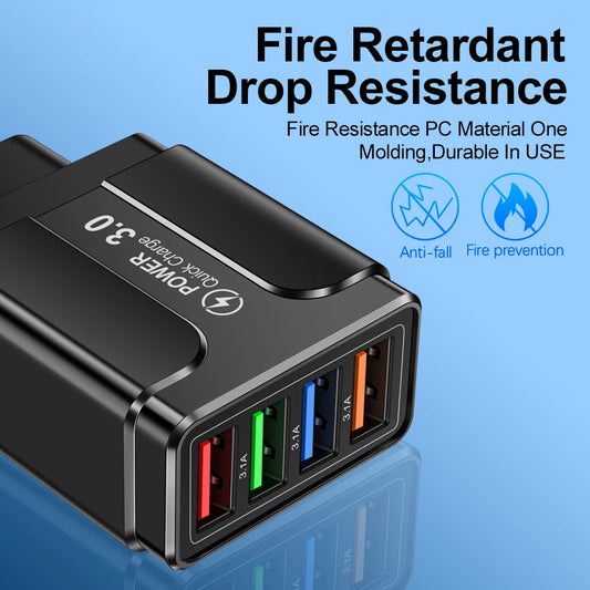 Portable QC 3.0 USB Wall Charger – For Xiaomi & iPhone