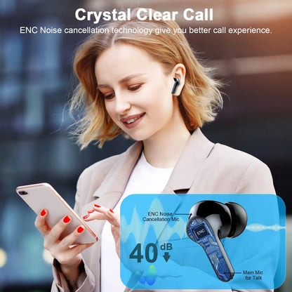 Bluetooth Earbuds with Mic – Bass Boost, Noise Canceling, 35H