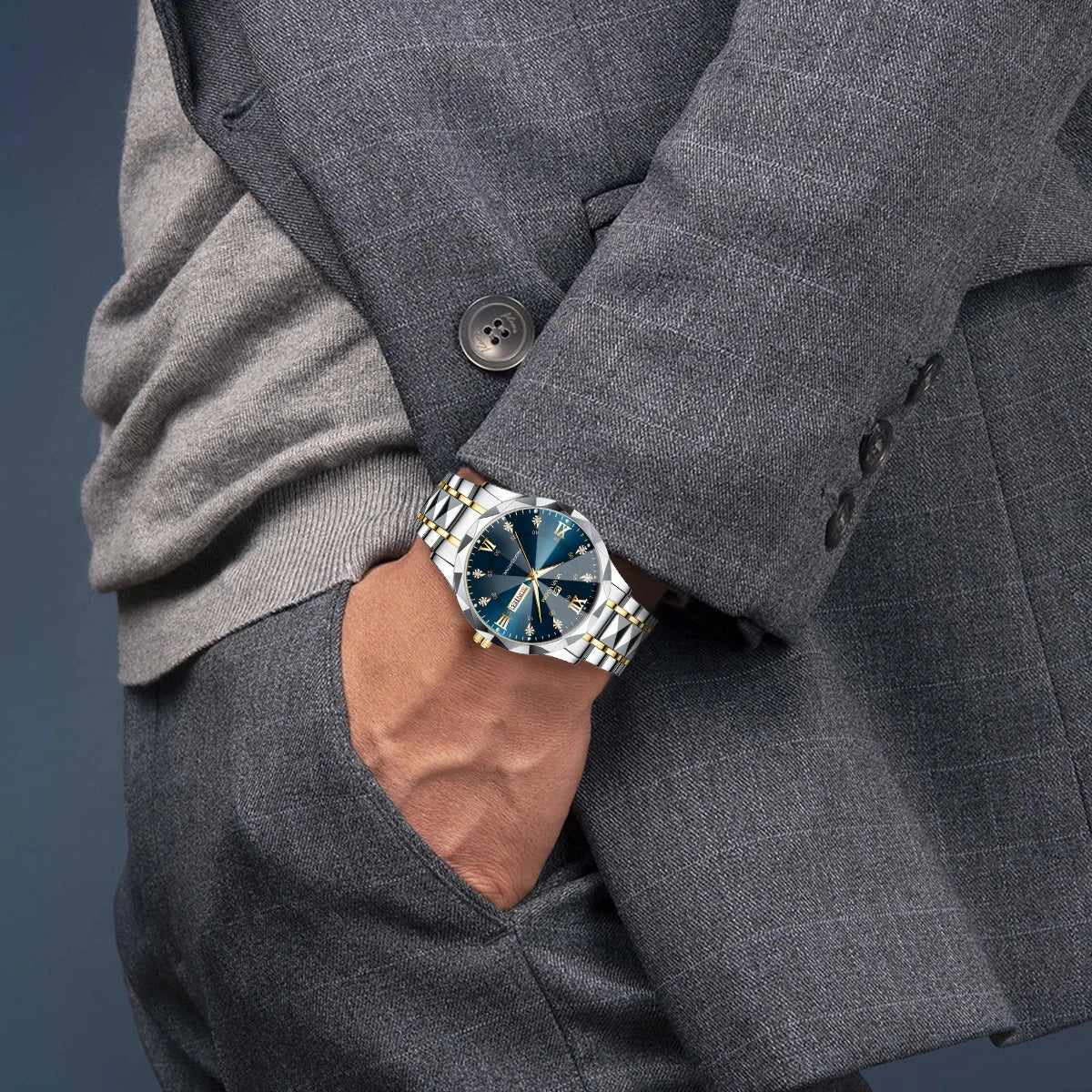Luxury Men’s Blue-Gold Watch – 41mm