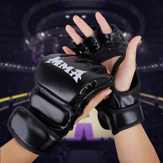 Professional Half-Finger Boxing Gloves – Leather Cushion & Support