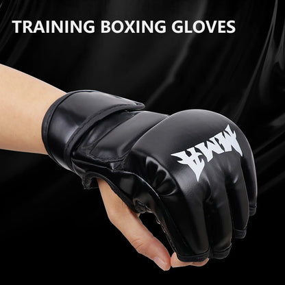 Professional Half-Finger Boxing Gloves – Leather Cushion & Support