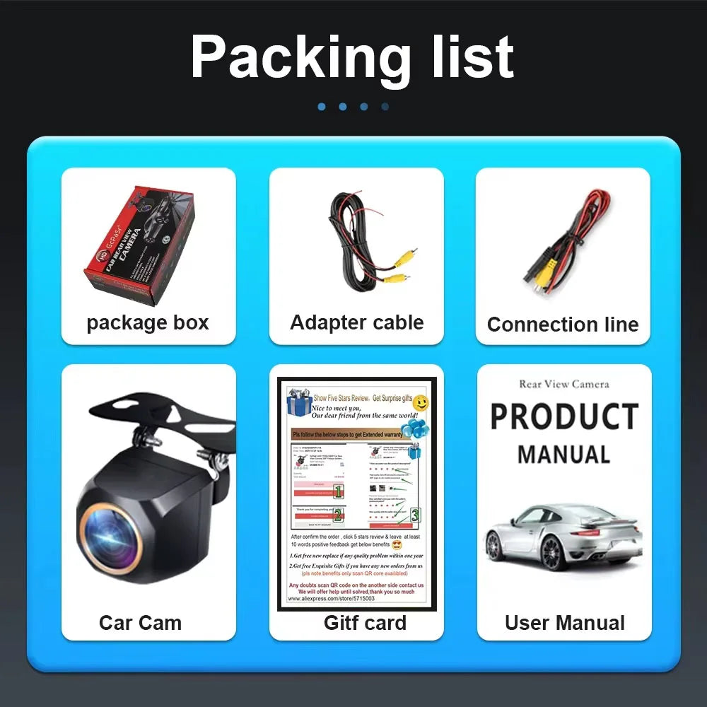 Full HDR Night Vision Car Backup Camera – Golden Lens