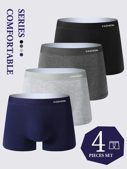4-Pack Men's Boxer Briefs – Soft, Breathable & Stylish Fit