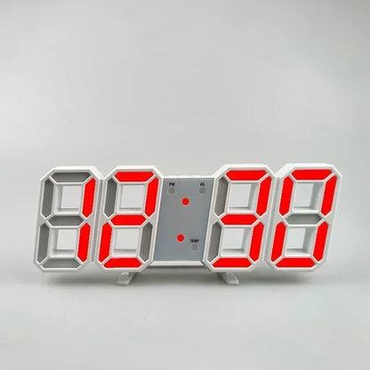 3D LED Digital Wall Clock – Time, Date & Temp
