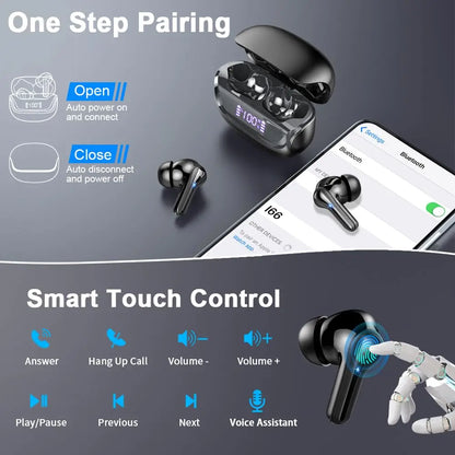 Bluetooth Earbuds with Mic – Bass Boost, Noise Canceling, 35H