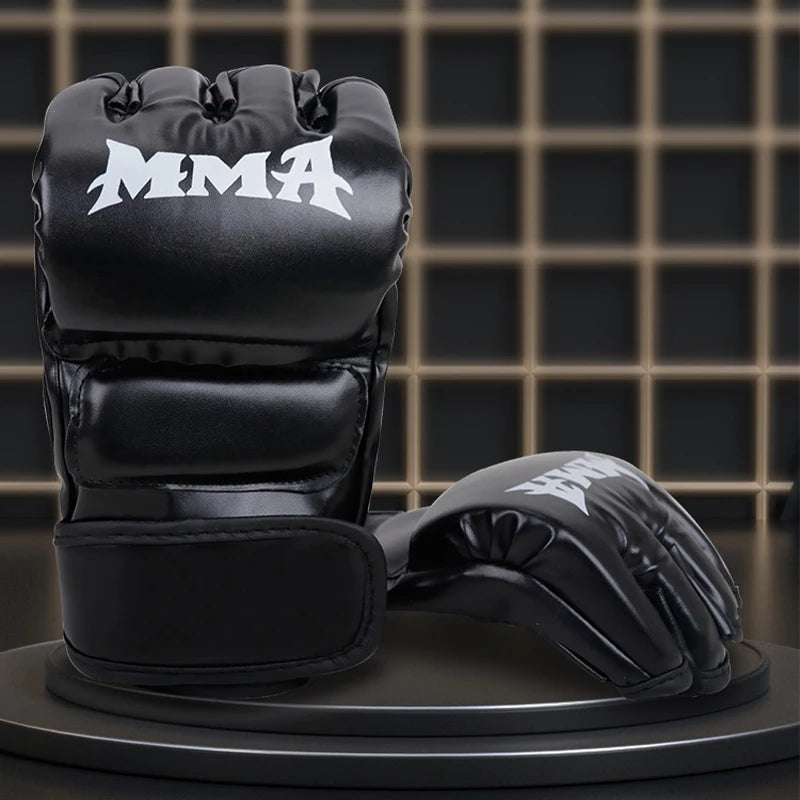 Professional Half-Finger Boxing Gloves – Leather Cushion & Support