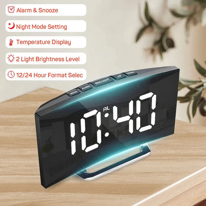 Digital Alarm Clock with Large LED Mirror Screen