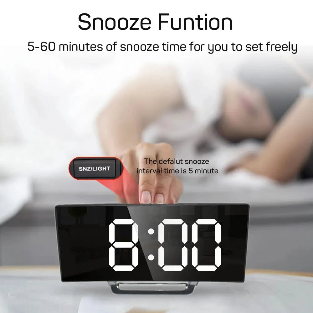 Digital Alarm Clock with Large LED Mirror Screen
