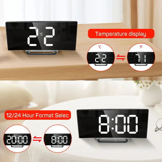 Digital Alarm Clock with Large LED Mirror Screen