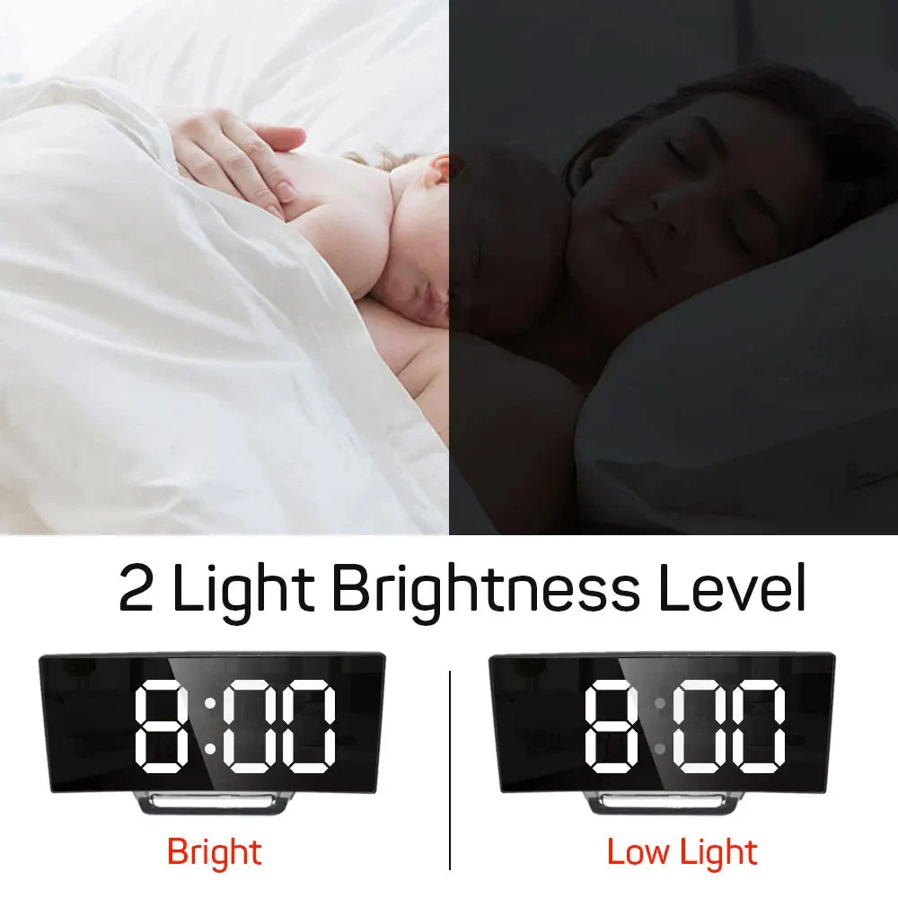 Digital Alarm Clock with Large LED Mirror Screen