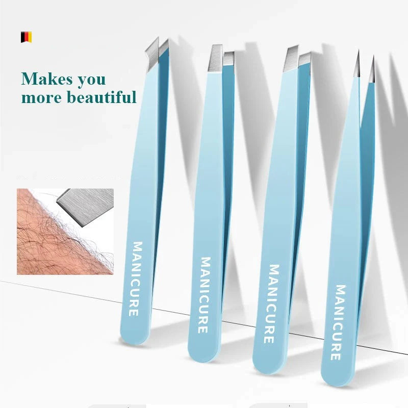 4PCS Colorful Eyebrow Tweezers – Stainless Steel Precision Puller