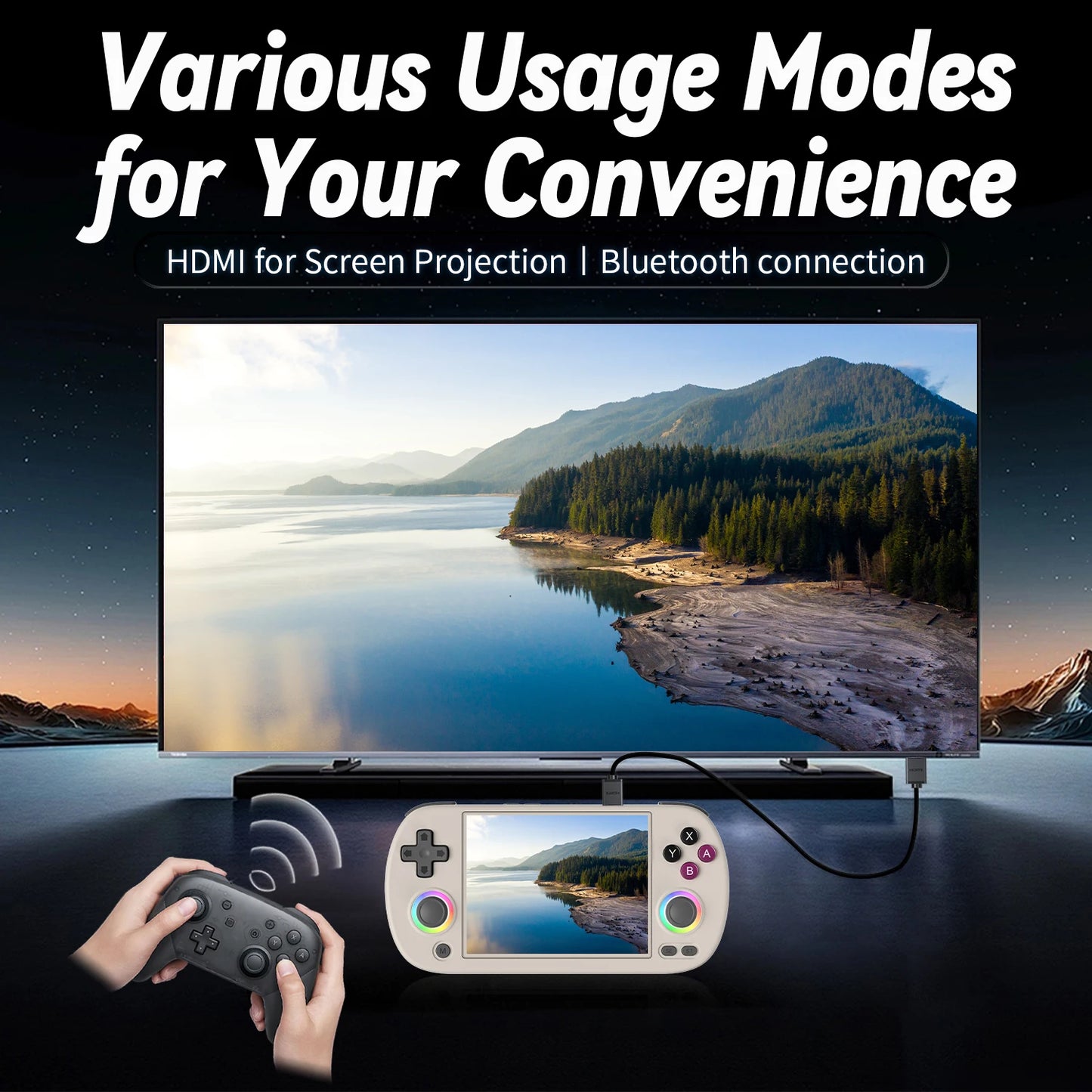 RG40XX H Game Console – 4" IPS Screen, RGB Light, 3200mAh