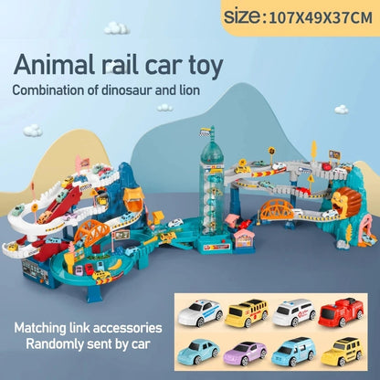 Electric Dinosaur Rail Car – Interactive Racing Toy for Kids