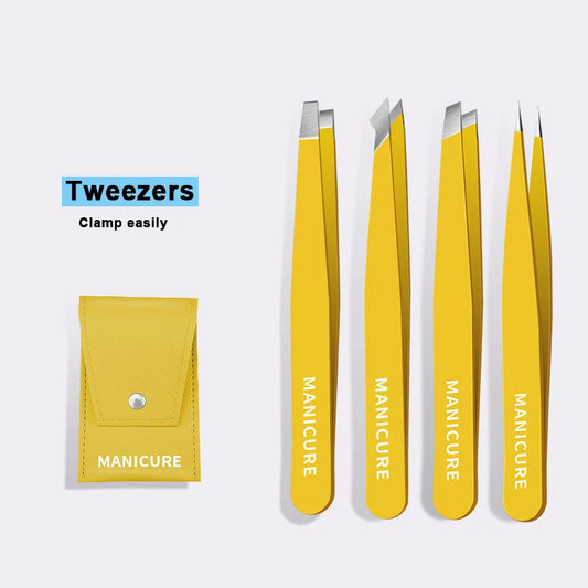 4PCS Colorful Eyebrow Tweezers – Stainless Steel Precision Puller
