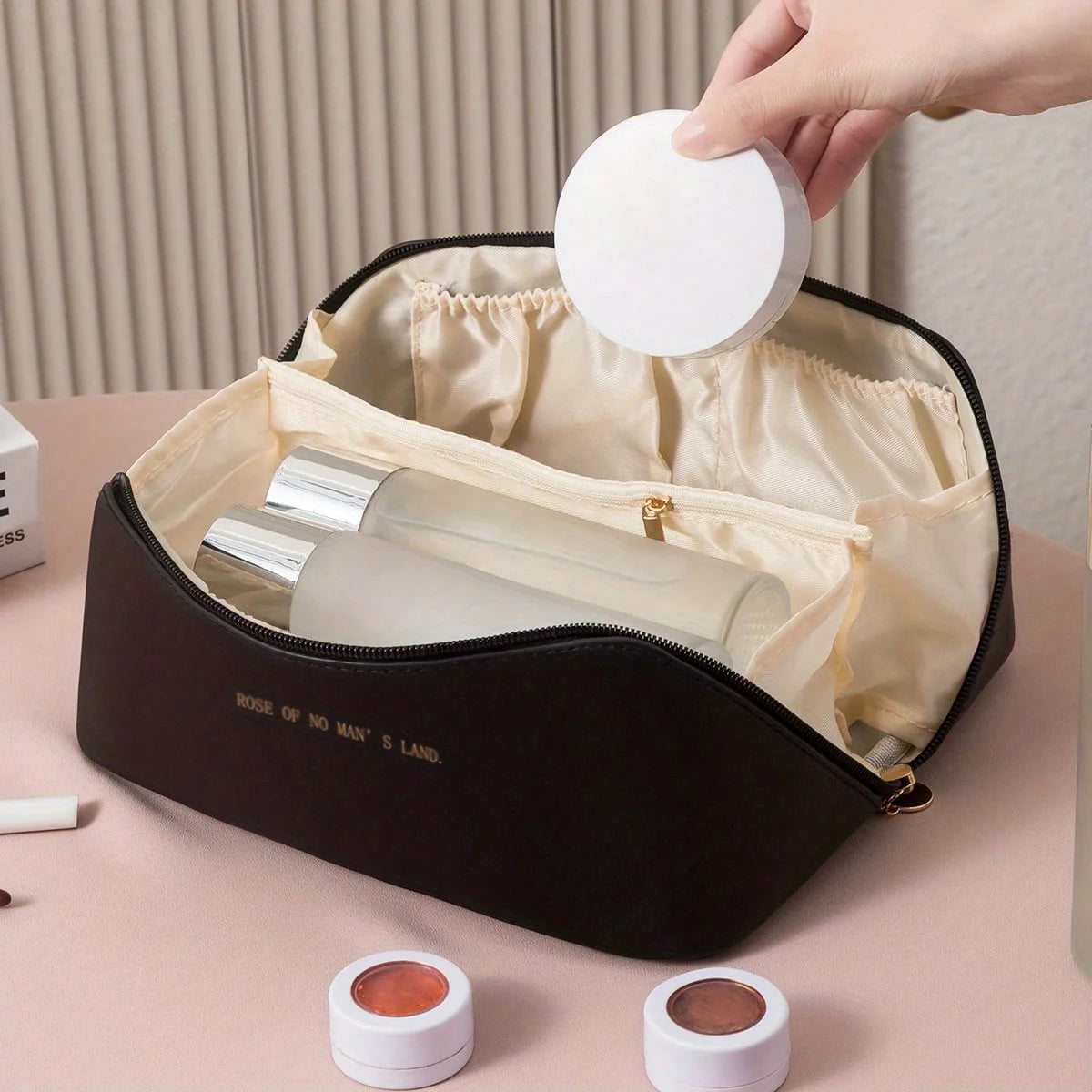 Luxury Makeup Organizer Bag – Travel Cosmetic Case with Zip