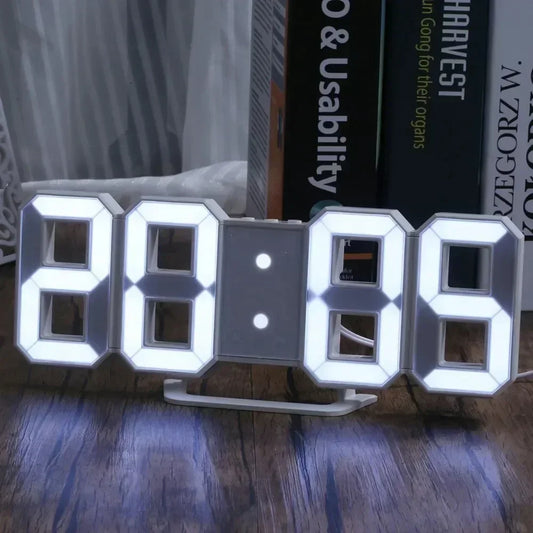 3D LED Digital Wall Clock – Time, Date & Temp