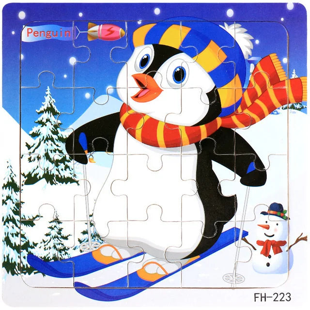 20pcs Wooden 3D Puzzle Set – Animals & Vehicles