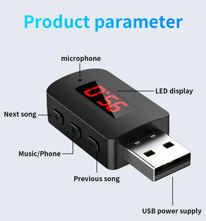 Car Bluetooth Audio Adapter – Handsfree Call & Music Streaming